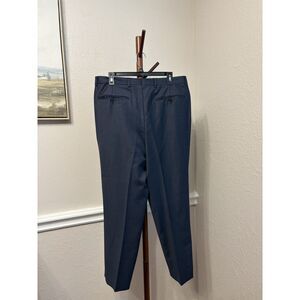 Santorelli 100% Wool Pleated Dress Pants Mens 35 Navy Blue Tailored